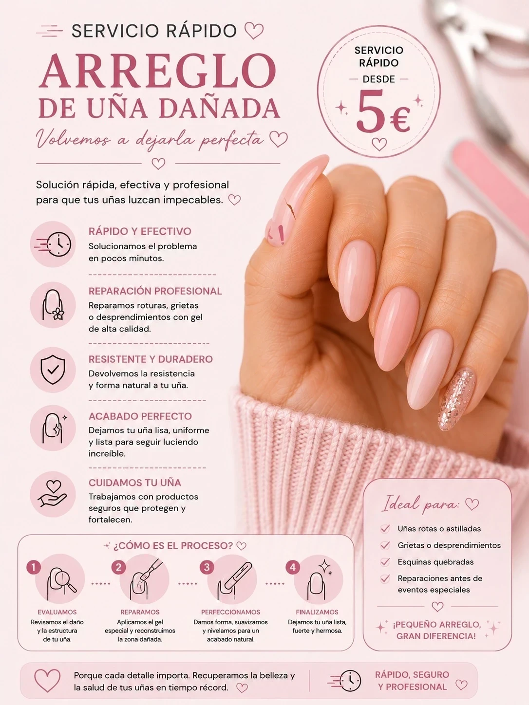 Servicio Rápido Arreglo Uña Dañada